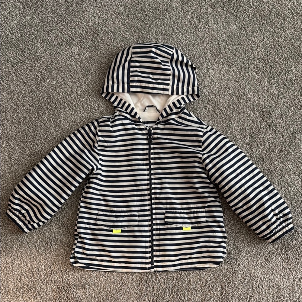 Zara Navy and White Striped Jacket